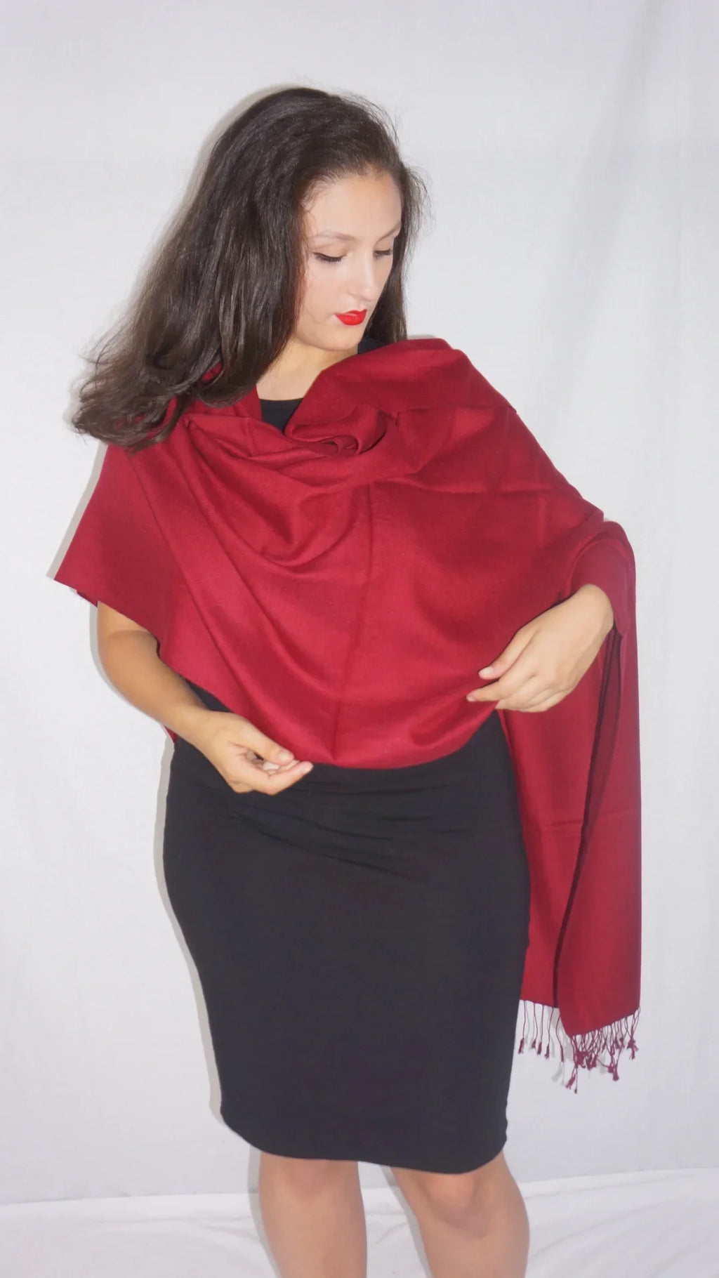 Scarf/Scarves/Shawl/Shawls/Stole/Wrap/Pashmina Scarf/Pashmina Shawl/Cashmere/Cashmere Scarf/Wool/Silk (Wine)