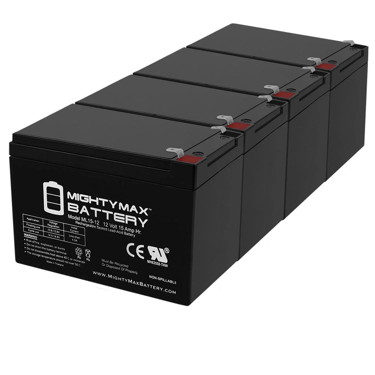 12V 15AH Battery Replacement for  500W Electric Scooter - 4 Pack