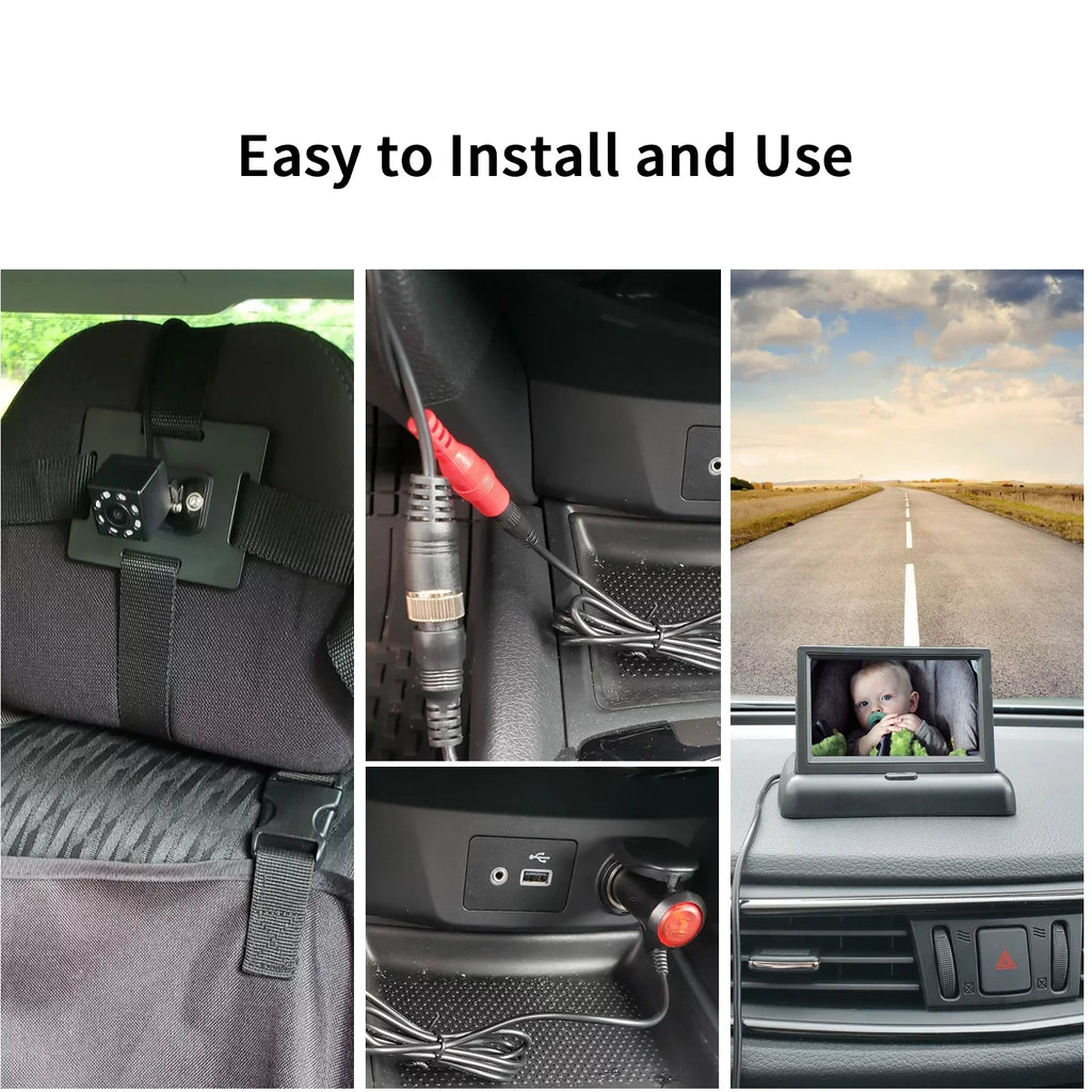 Car 4.3'' Car Monitor with Infrared Night Vision Plug and Play View Infant in Rear Facing Seat with Wide Crystal Clear View Easily to Observe The 's Every Move