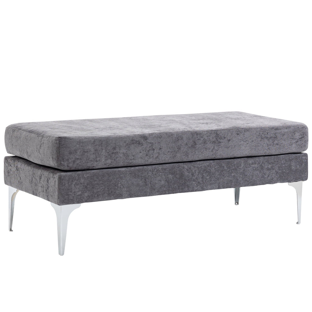 48" End of Bed Bench with Steel Legs, Dark Gray