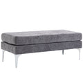 48" End of Bed Bench with Steel Legs, Dark Gray