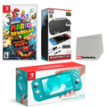 Nintendo Switch Lite Console Turquoise with Super Mario 3D World + Bowser’s Fury, Accessory Starter Kit and Screen Cleaning Cloth Bundle - Import with  Plug