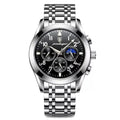 Men Watch Sport Chronograph Quartz Watches Top Brand Luxury Full Steel Waterproof Luminous Date Man Fashion Wristwatch 8169 Black S