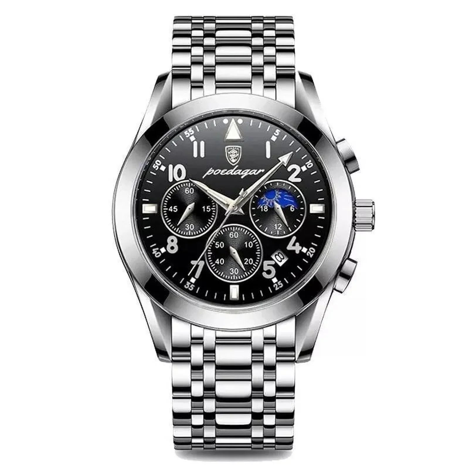 Men Watch Sport Chronograph Quartz Watches Top Brand Luxury Full Steel Waterproof Luminous Date Man Fashion Wristwatch 8169 Black S