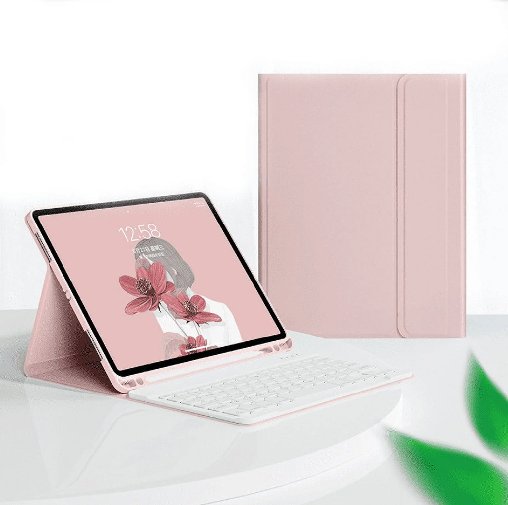 Keyboard Case for iPad 10th Generation, Slim Protective Case with Pencil Holder, Detachable Wireless Keyboard Case for iPad 10th Generation 10.9 Inch -pink