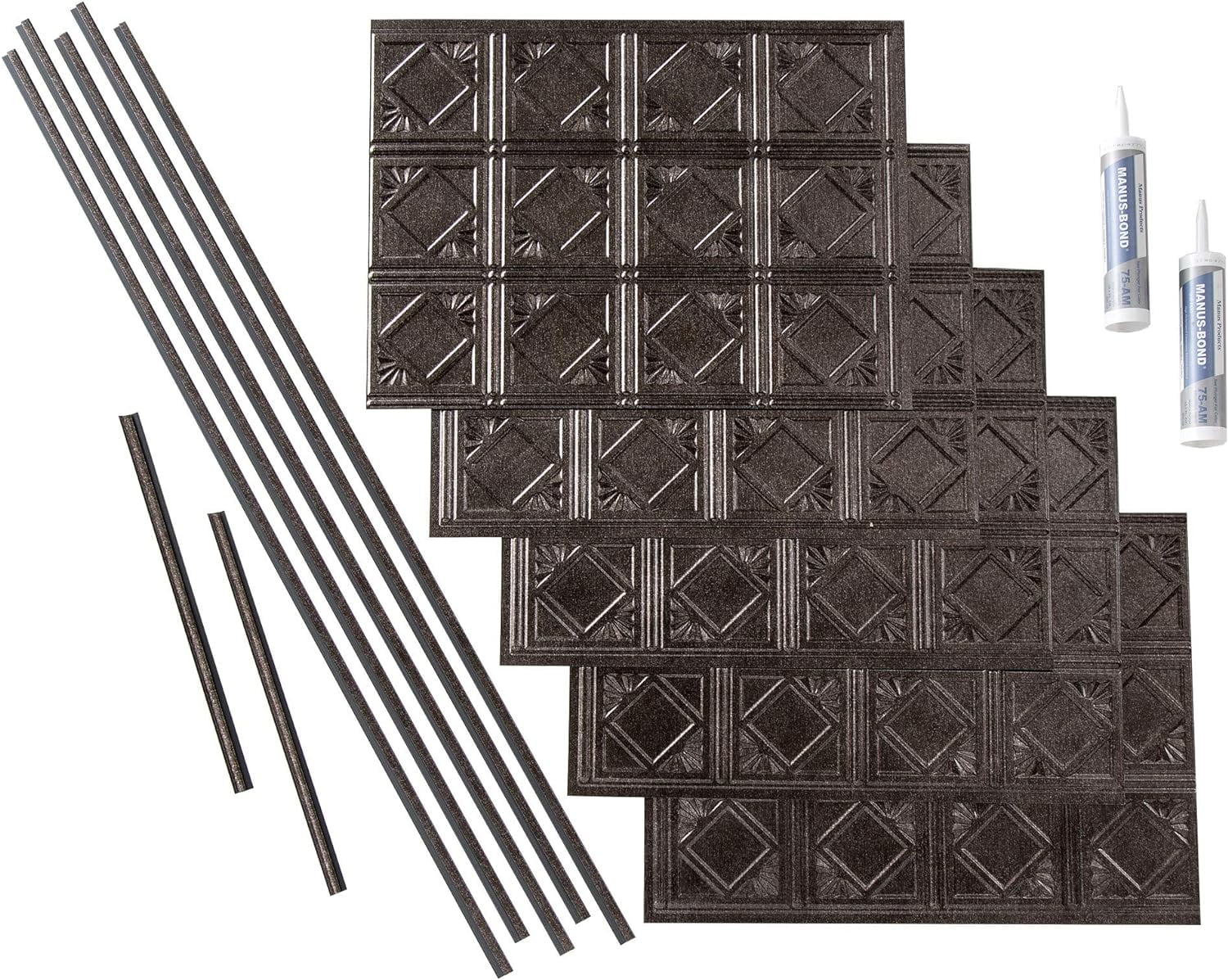 Traditional Style/Pattern 4 Decorative Vinyl Backsplash 15 Sq Ft Kit In Smoked Pewter
