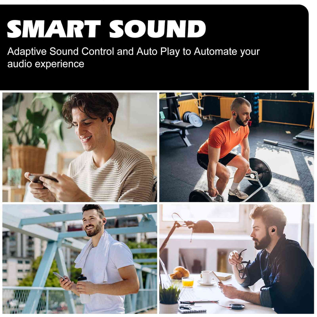 UrbanX True Wireless Bluetooth Earbuds + Charging Case, Black, Dual Connect, IPX5 Water Resistance, Bluetooth 5.2 Connection, Balanced, Bass Boost Compatible with Lenovo K10 Plus