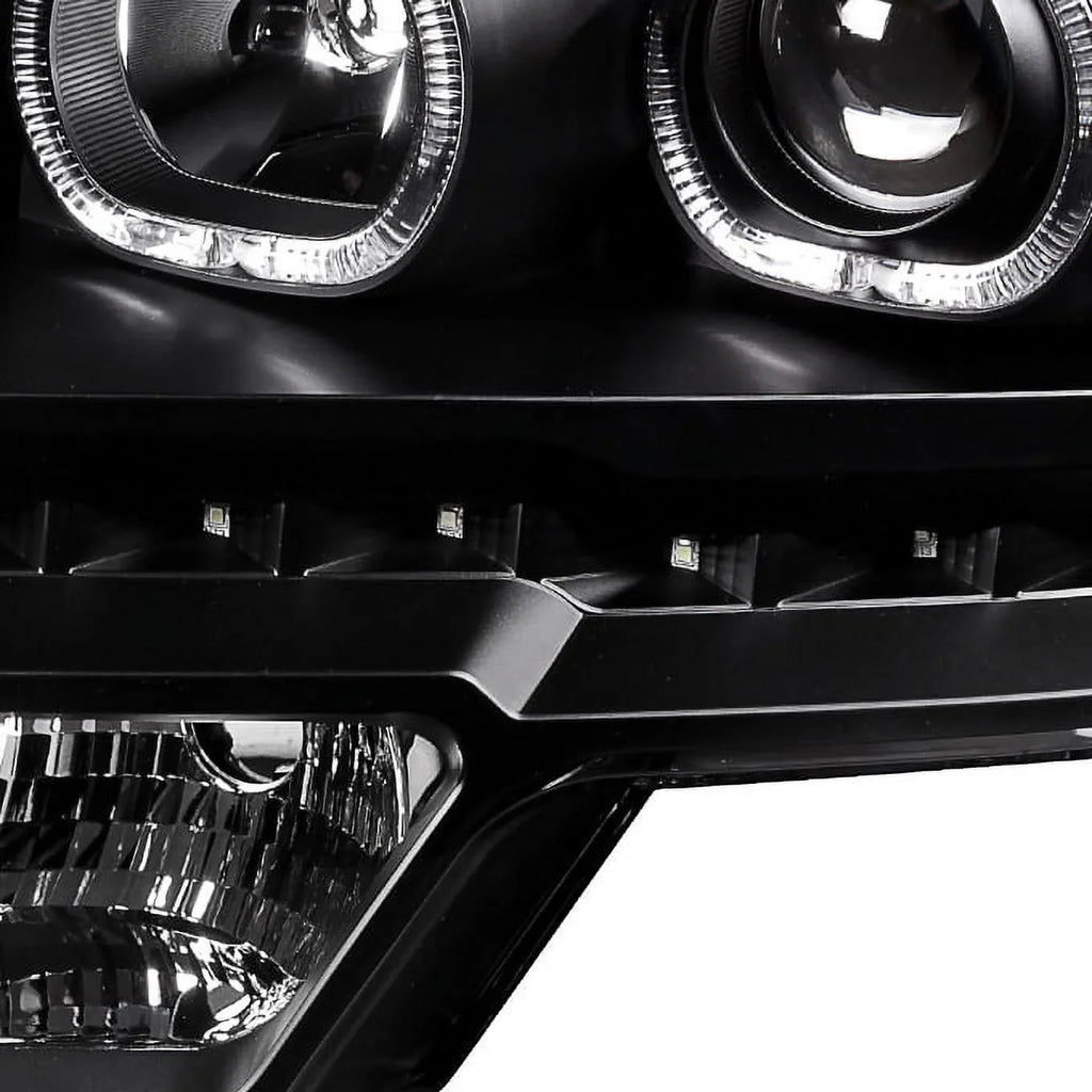 '- For [Dual  Halo Ring] 09-14 F150 F-150 Pickup Truck Black Projector Headlights +  Tail light Set