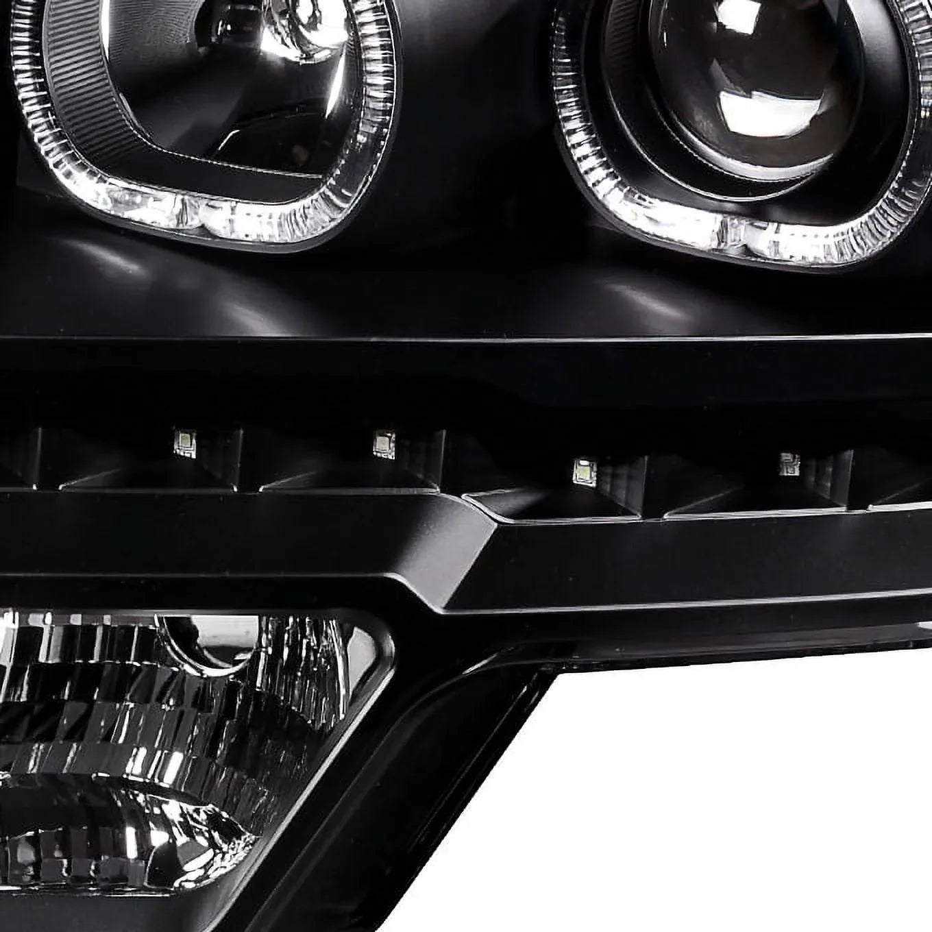 '- For [Dual  Halo Ring] 09-14 F150 F-150 Pickup Truck Black Projector Headlights +  Tail light Set