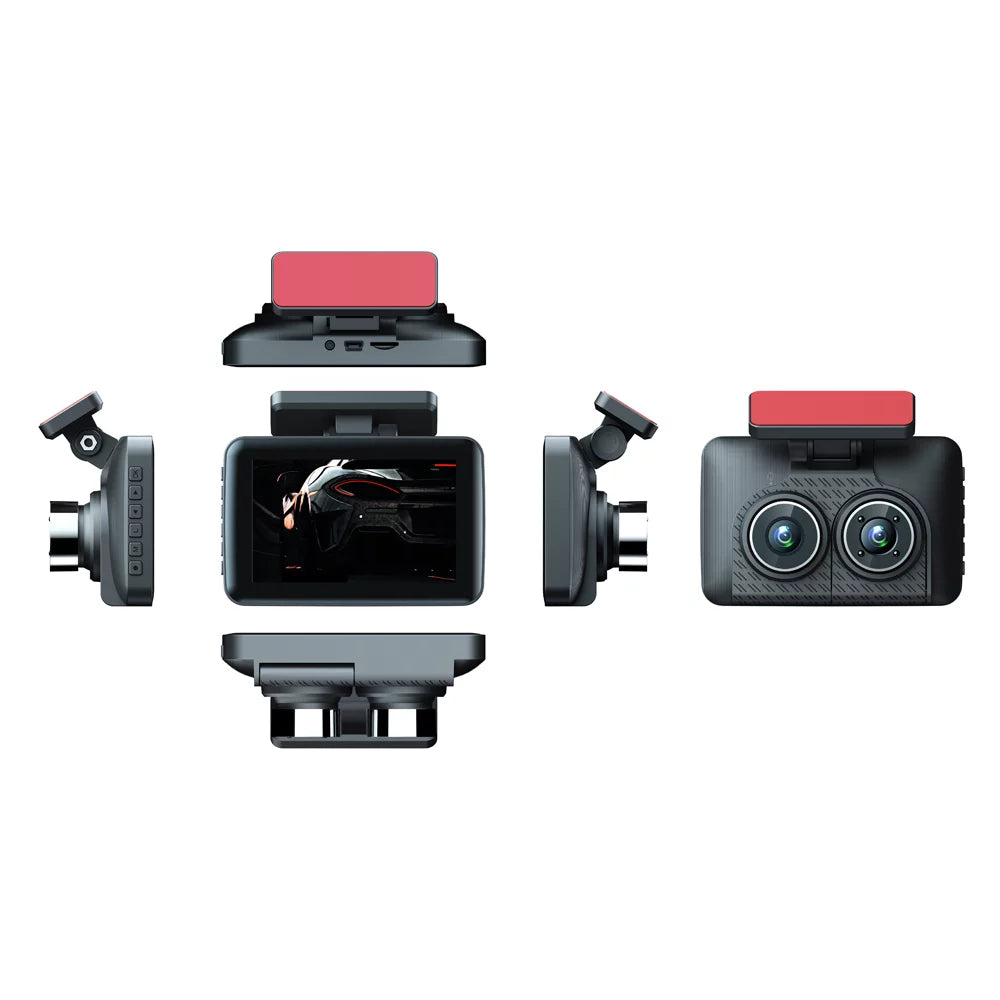 Shinysix 3 Cameras Dash Cam 4in Clear Car Rearview Mirror Car Video Recording Camcorder Wide Angle Car Camera Recorder Auto Safety Driving Recorder
