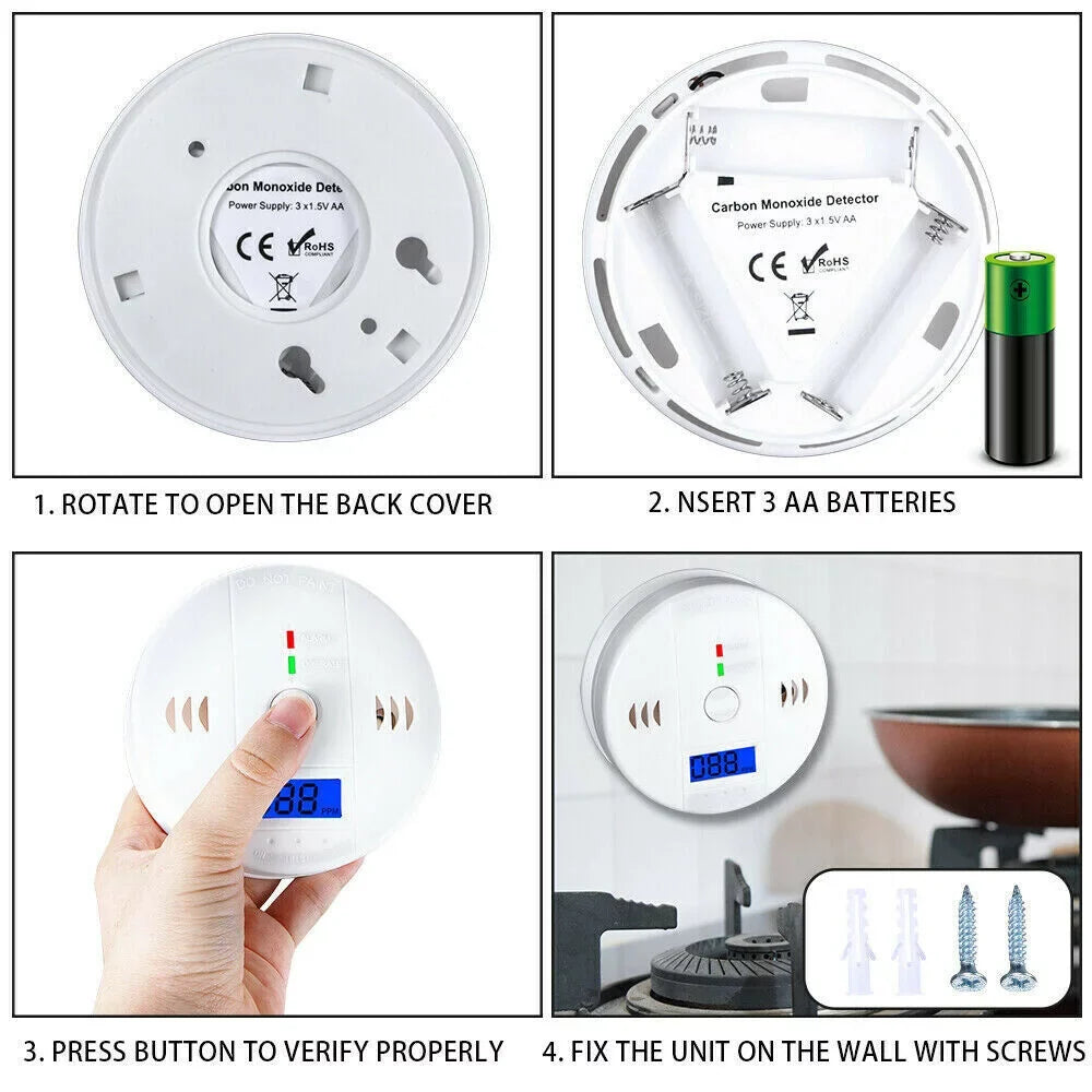 Carbon Monoxide Detector, Carbon Monoxide Alarm for House and Bedroom Battery Powered
