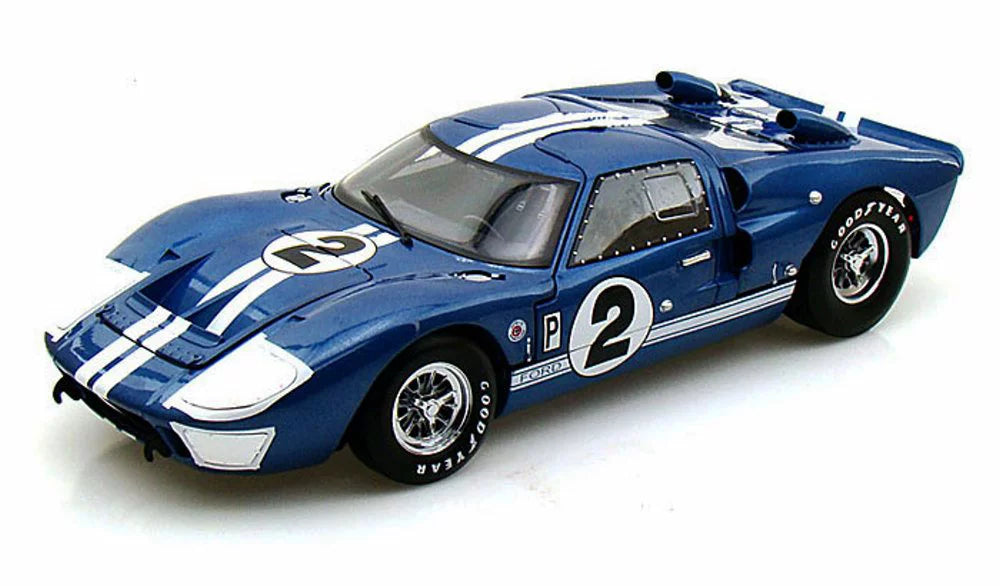 Diecast Car & Display Case Package - 1966 Ford -40   #2, Blue w/ White Stripes - Shelby  SC401 - 1/18 Scale Diecast Model Toy Car w/Display Case