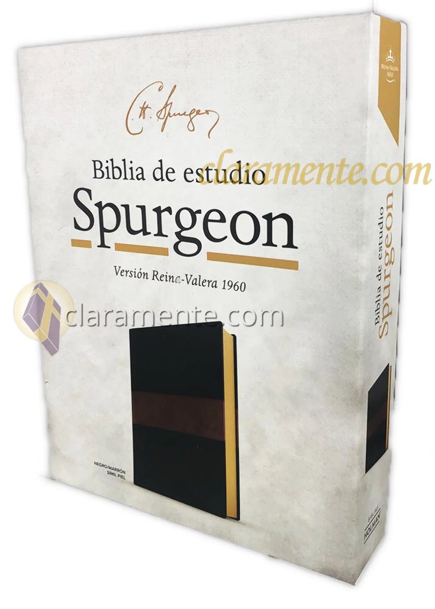 1960 Biblia de estudio Spurgeon, negro/marrón símil piel (Hardcover)