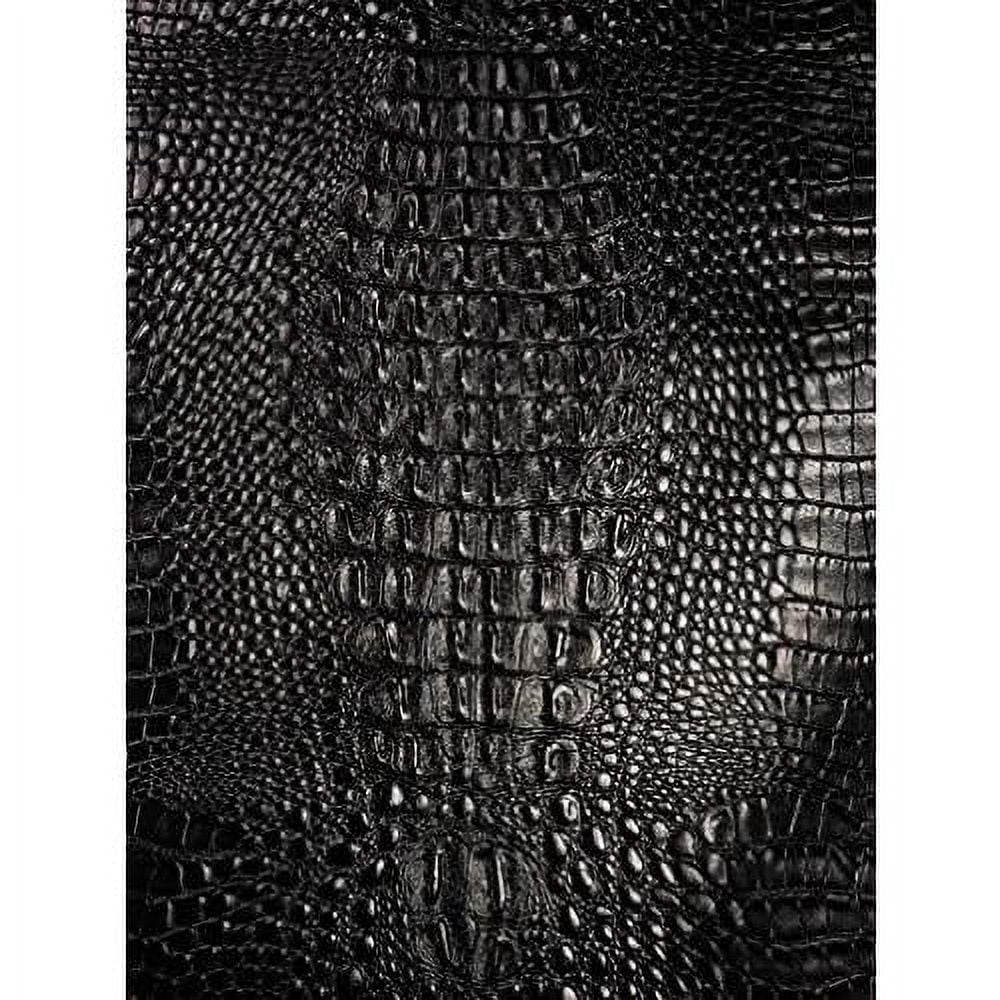 Vinyl Fabric Crocodile Fake Leather Upholstery 54" Wide Sold By The Yard ( Glossy Black)