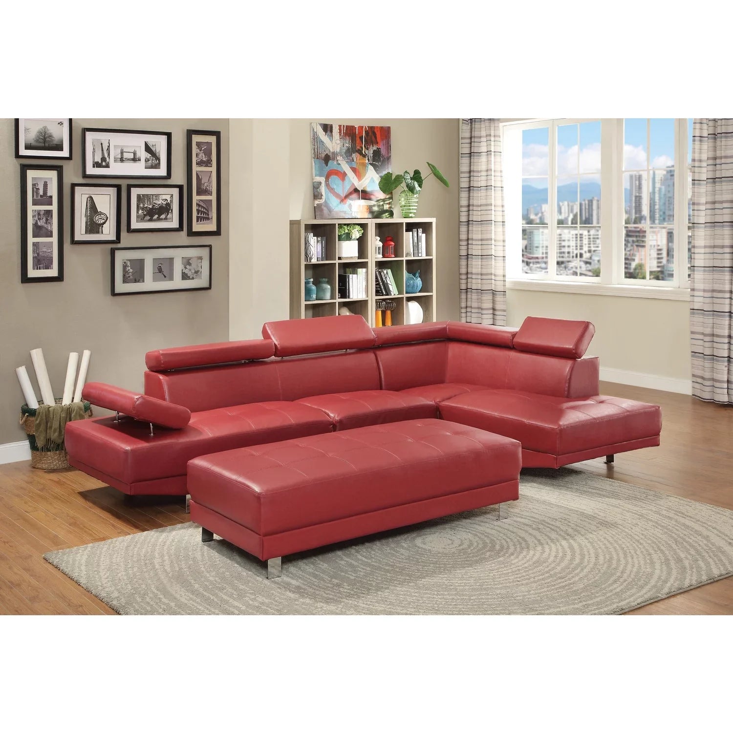 Homestock Antique Ambiance G456- Sectional ( 2 Boxes) , Red