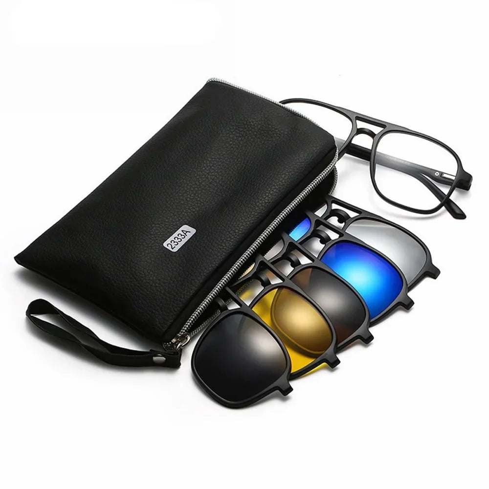 OKbus 5Pcs Polarized Clip On Sunglasses Uv Protection Driving Clip On Glasses Flip Up Sunglass Clips For Glasses Colorful Flip Frame Glasses For Women Men
