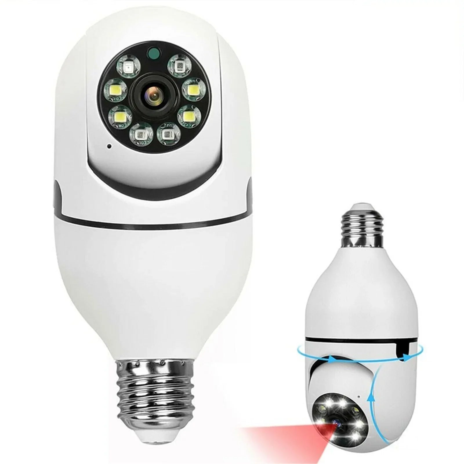 2PCS Wireless Security Camera,   Camera, E27 Light Bulb 1080P  Security Monitor Cam with Infrared Night Vision, White (Supports 2.4G &5G Wi-Fi)