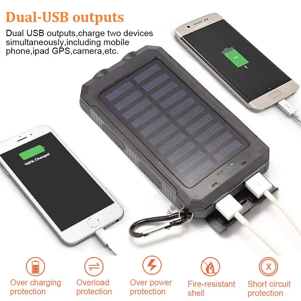 2023 Waterproof Solar Power Bank 9000000mAh Portable External Battery Charger