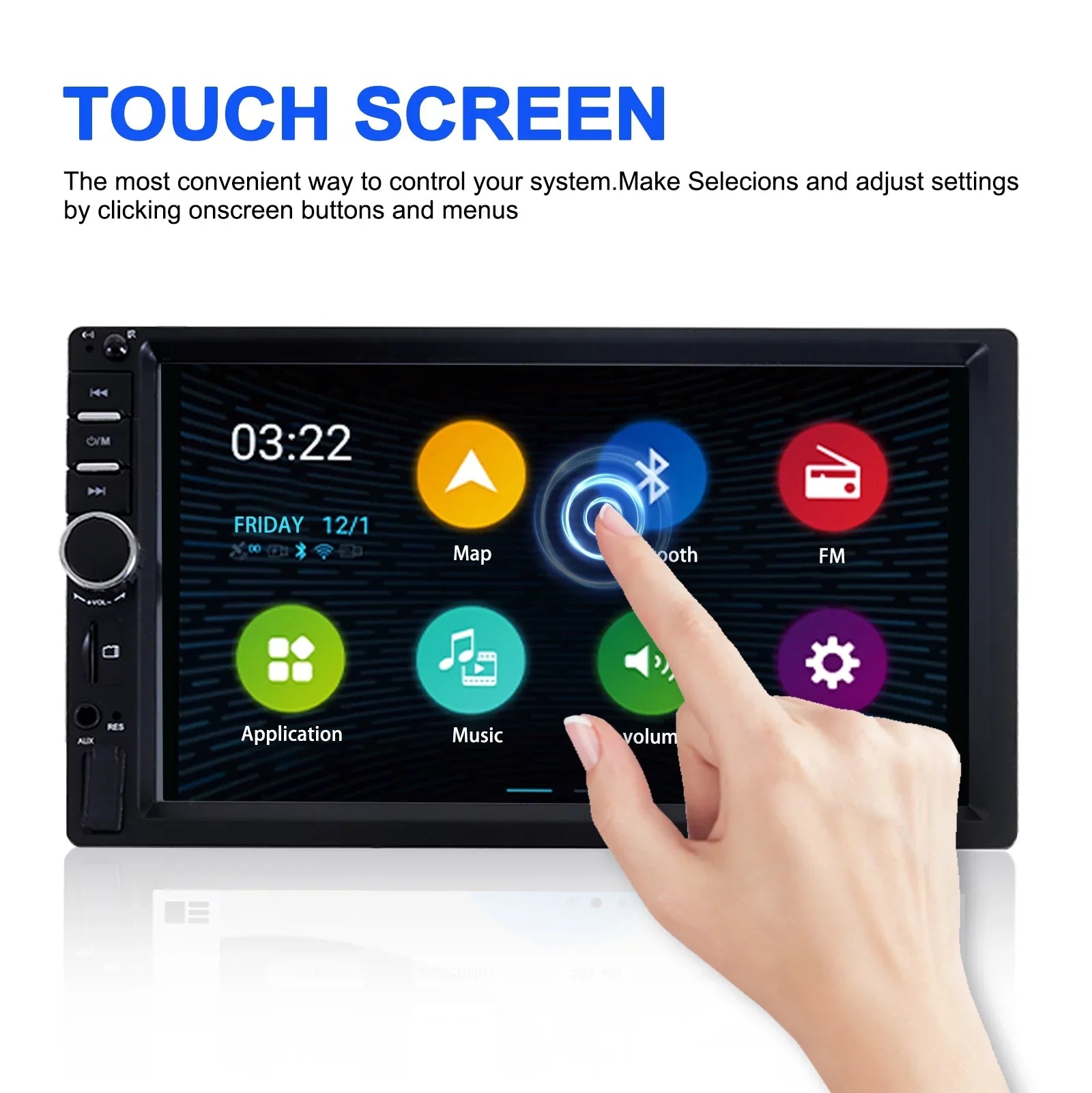 Double 2 Din Car Stereo Radio MP5 Player, 7 Inch  Touch Screen Bluetooth Car Video Player 1080P with Backup Reversing Camera