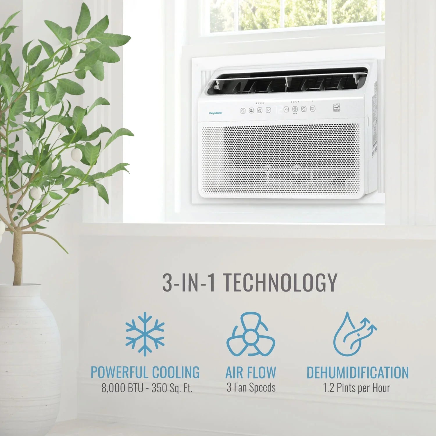 Keystone 8,000  Window Mounted Inverter Air Conditioner with Remote Control