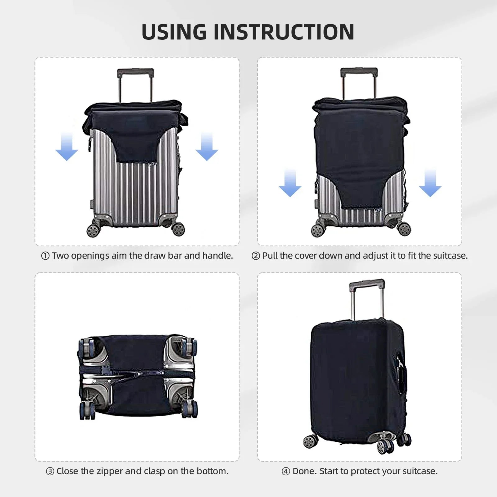 Ocsxa Travel Dust-Proof Suitcase Cover Dark Blue Stripes And Pink Flamingos Print Luggage Cover Protector For 18-32inch