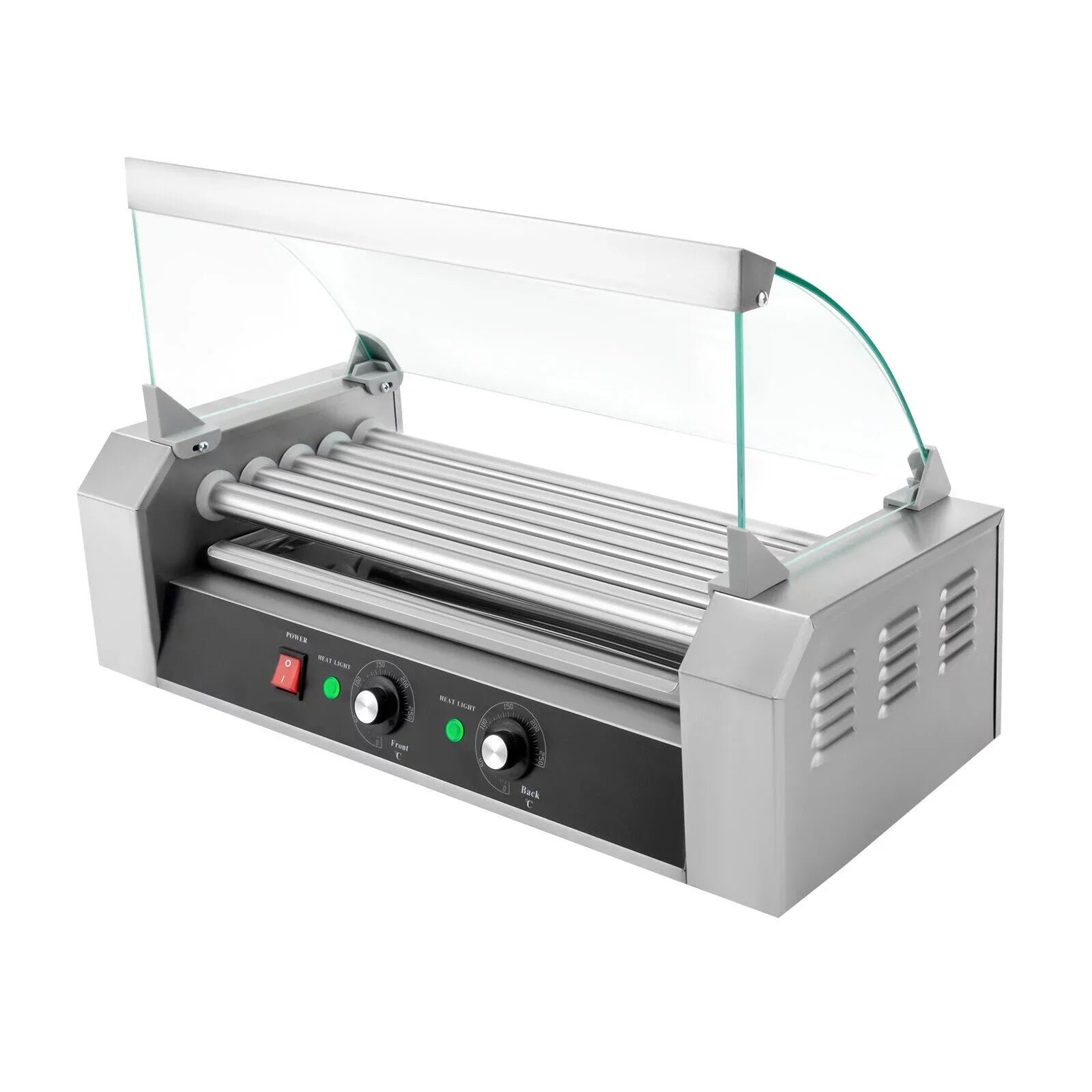 110V Sausage Grilling Machine Set 12-Hot Dog Holds 0-250℃ W/5 Stainless Rollers