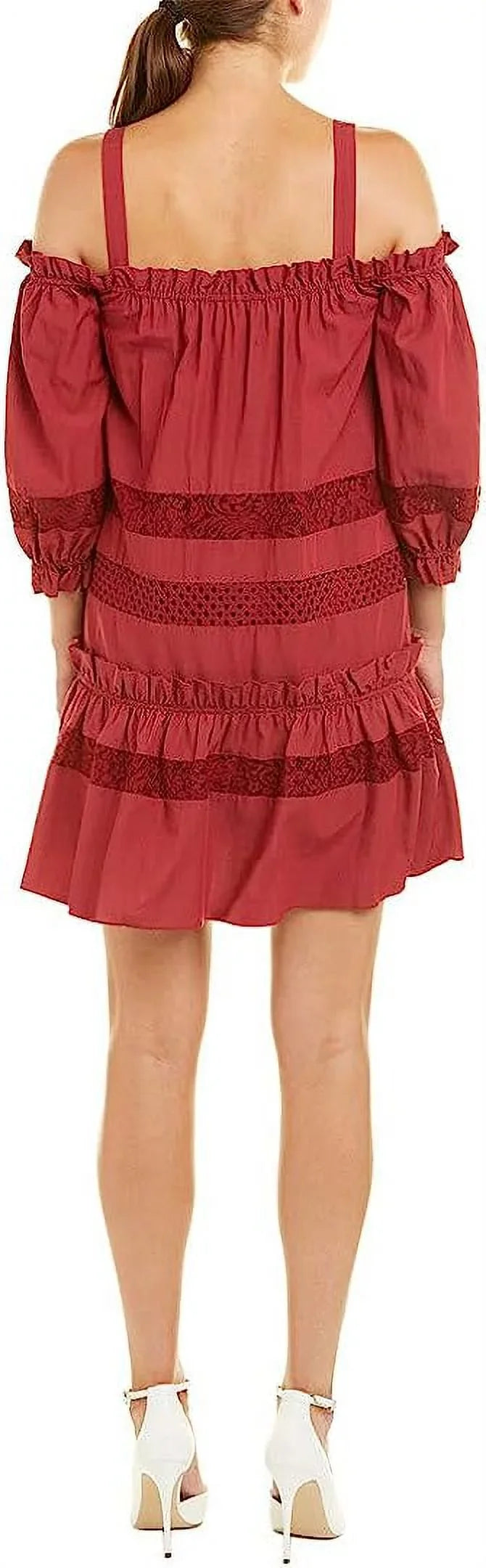 BCBGMax Azria Women's Cold Shoulder Lace Insert Dress,  ,