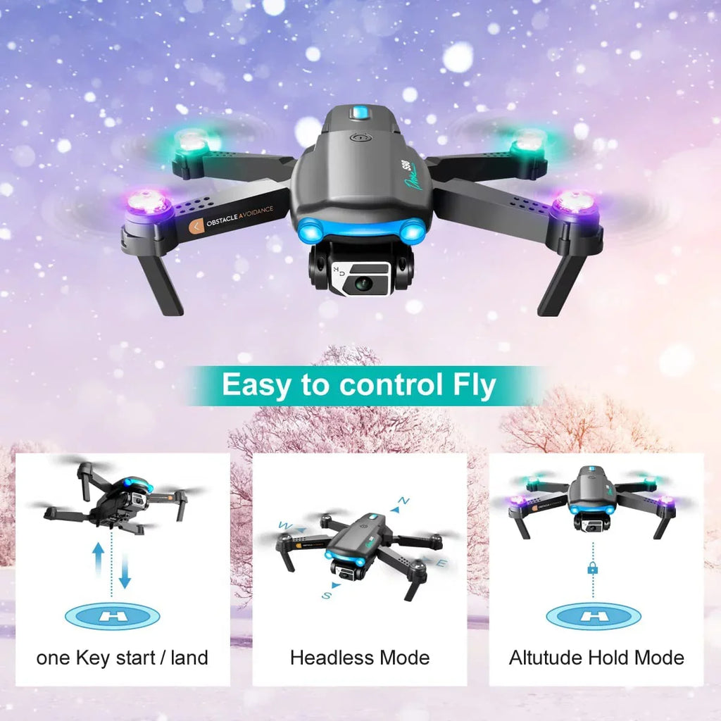 Drone with Camera for Adults Kids Beginners,Mini  Drones with 4K  Dual Camera,Foldable  Quadcopter Drone, One Key Take Off/Landing with 3 Batteries  Toys Gifts for Kids and Adults (Black)