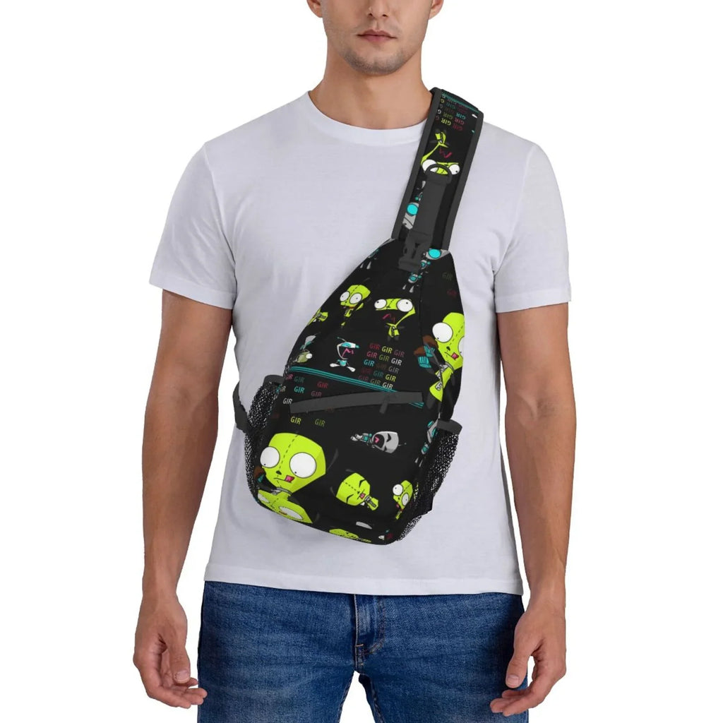Invader Zim Show Planet Sling Bag Crossbody Backpack Chest Bags Diagonally Travel Daypack For Women Men Adults Teen