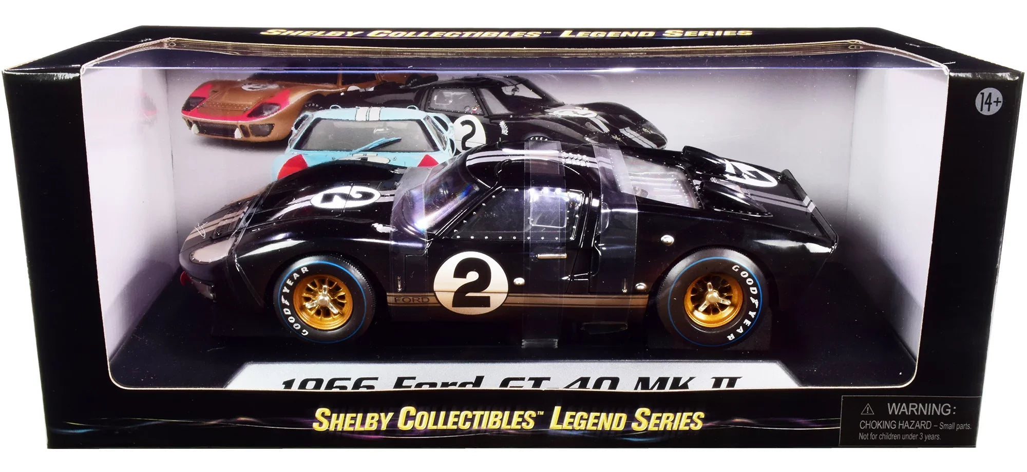 1966 Ford -40   #2 Black with Silver Stripes After Race (Dirty Version) 1/18 Diecast Model Car by Shelby Collectibles