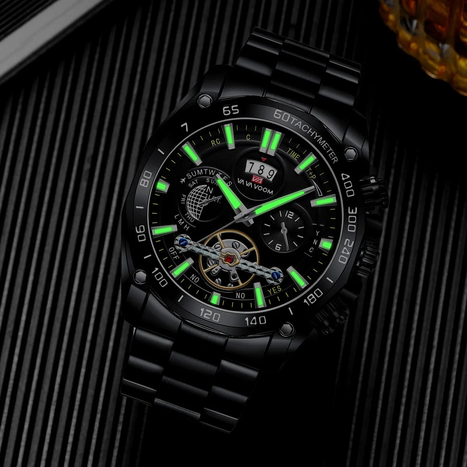 Men's Classic Stainless Steel Quartz Luminous Watch Luxury Waterproof Wristwatch