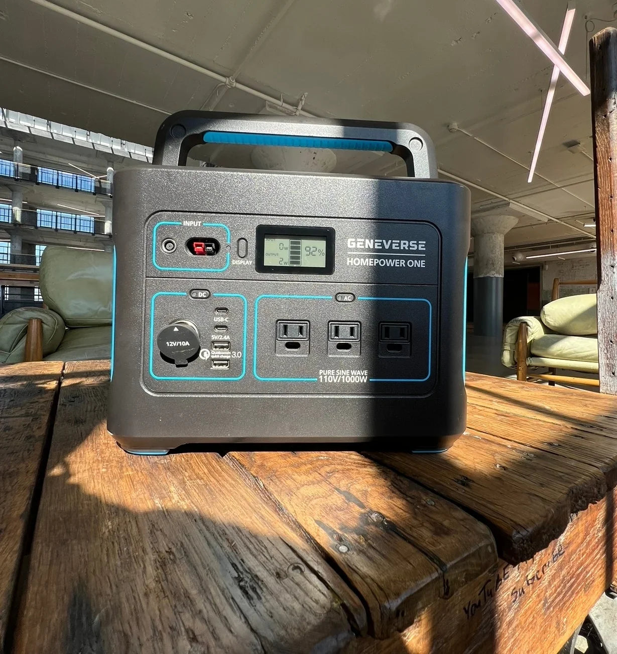 Geneverse 1002Wh (1x2) Solar Generator Bundle: 1X HomePower  Portable Power Station (3X 1000W  Outlets) + 2X 100W Solar Panels. Quiet, Indoor-Safe Backup Battery Power Generator For Home Devices
