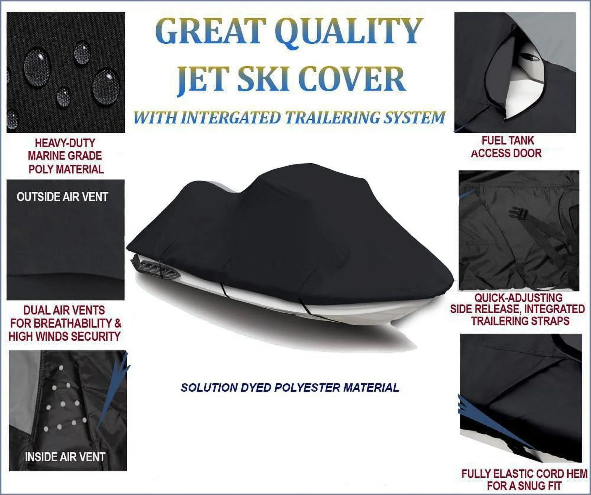 600  JetSki Cover Compatible for Watercraft Jet Ski  Cover Yamaha  2015 2016 2017