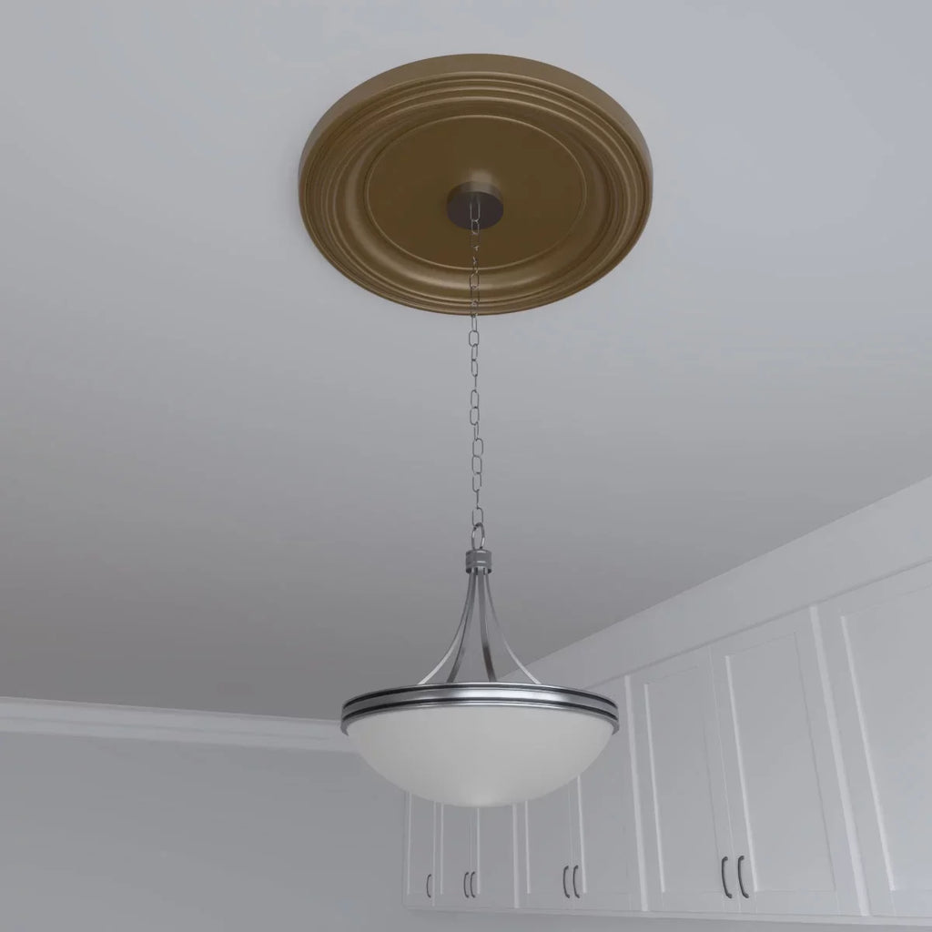 Ekena Millwork 22" x 3 1/2" x 1 1/2"P Traditional Thermoformed  Ceiling Medallion (Fits Canopies up to 13 1/2"), Metallic Gold Rush
